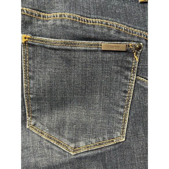 The So Lifting Slim Leg By Chico’s Jeans 1 Short 8 Blue Mid Rise Stretch Denim - Picture 3 of 9